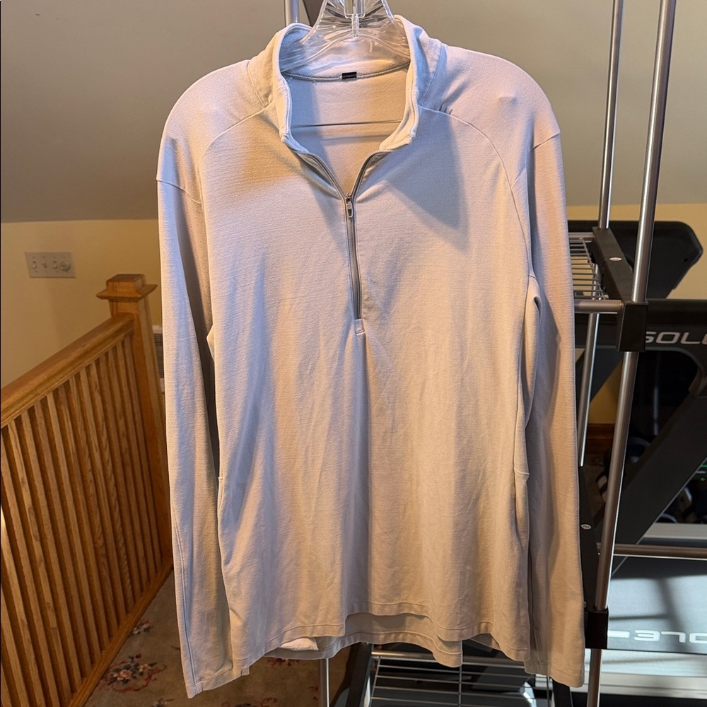 Lululemon Gray/White Quarter-Zip Shirt
